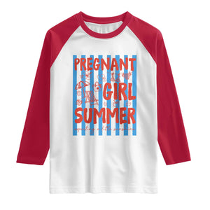 Pregnant Girl Summer Raglan Shirt Funny Beach Pregnancy Announcement TS14 White Red Print Your Wear