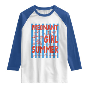 Pregnant Girl Summer Raglan Shirt Funny Beach Pregnancy Announcement TS14 White Royal Print Your Wear