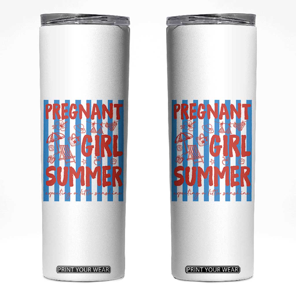 Pregnant Girl Summer Skinny Tumbler Funny Beach Pregnancy Announcement TS14 White Print Your Wear