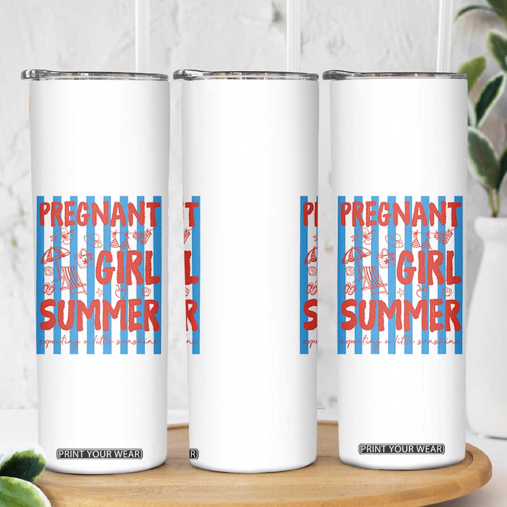 Pregnant Girl Summer Skinny Tumbler Funny Beach Pregnancy Announcement TS14 Print Your Wear
