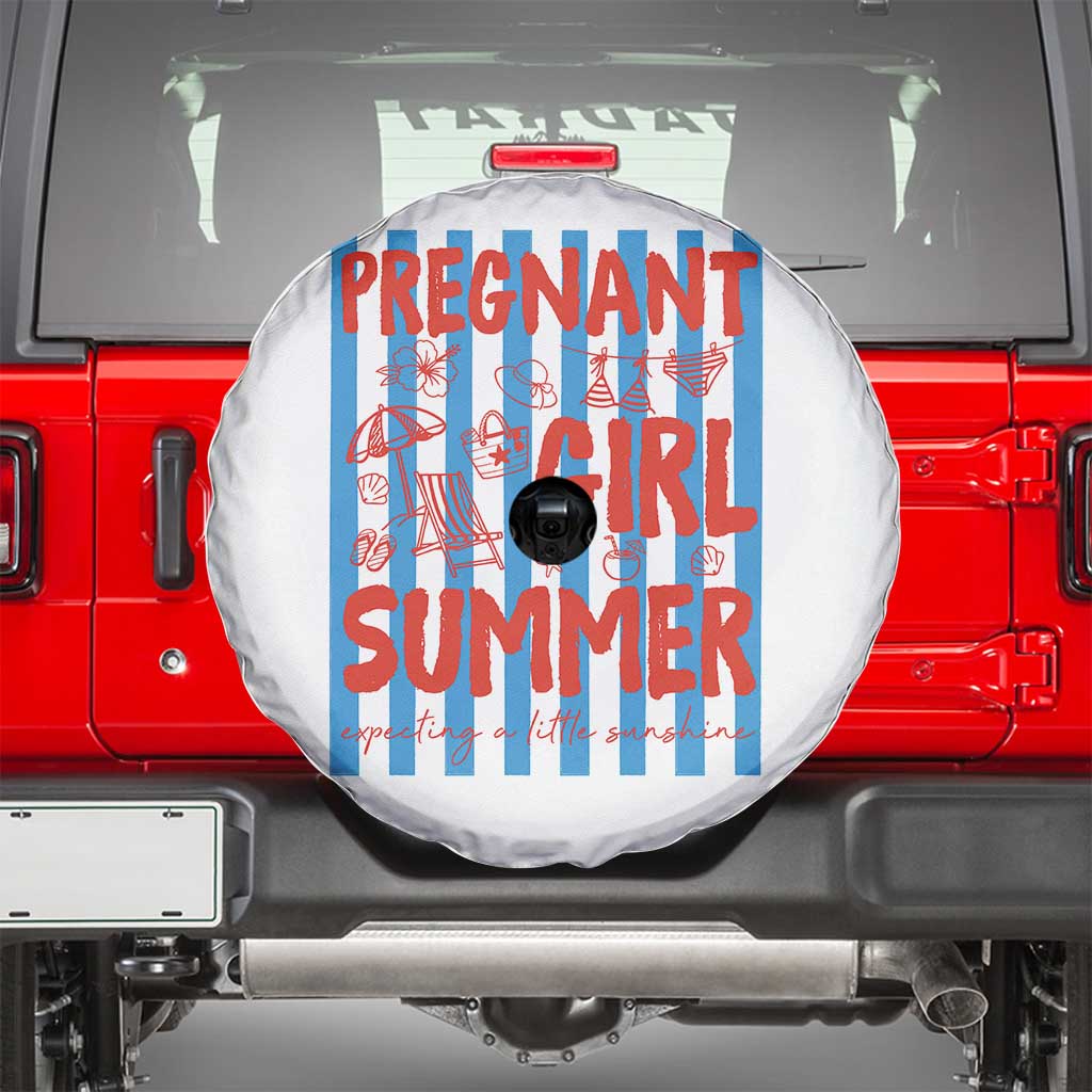 Pregnant Girl Summer Spare Tire Cover Funny Beach Pregnancy Announcement TS14 White Print Your Wear
