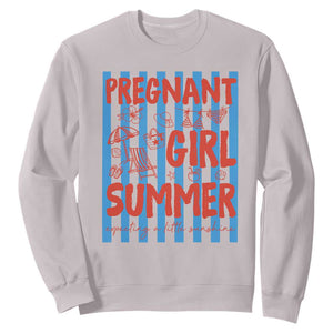 Pregnant Girl Summer Sweatshirt Funny Beach Pregnancy Announcement TS14 Ice Gray Print Your Wear