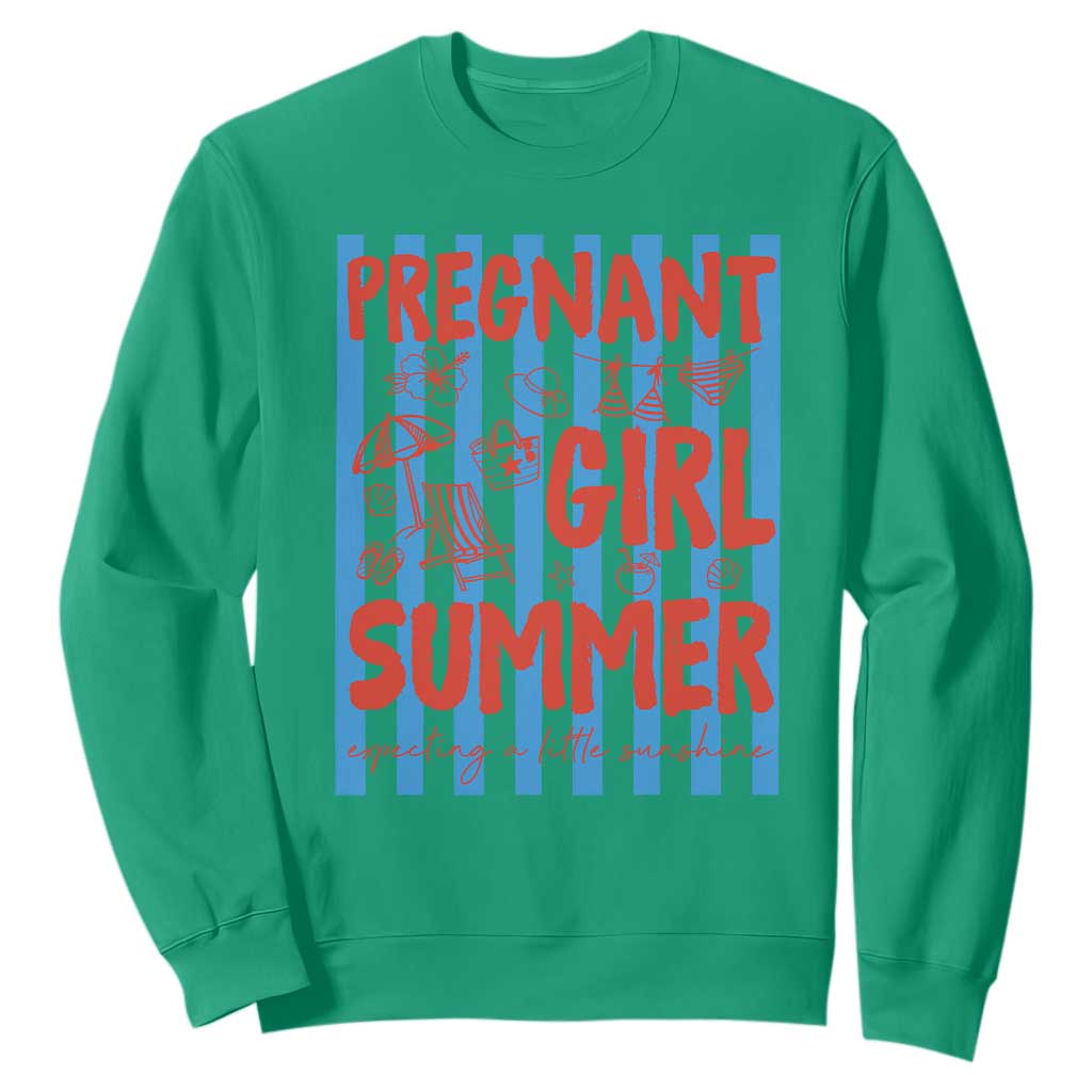 Pregnant Girl Summer Sweatshirt Funny Beach Pregnancy Announcement TS14 Irish Green Print Your Wear