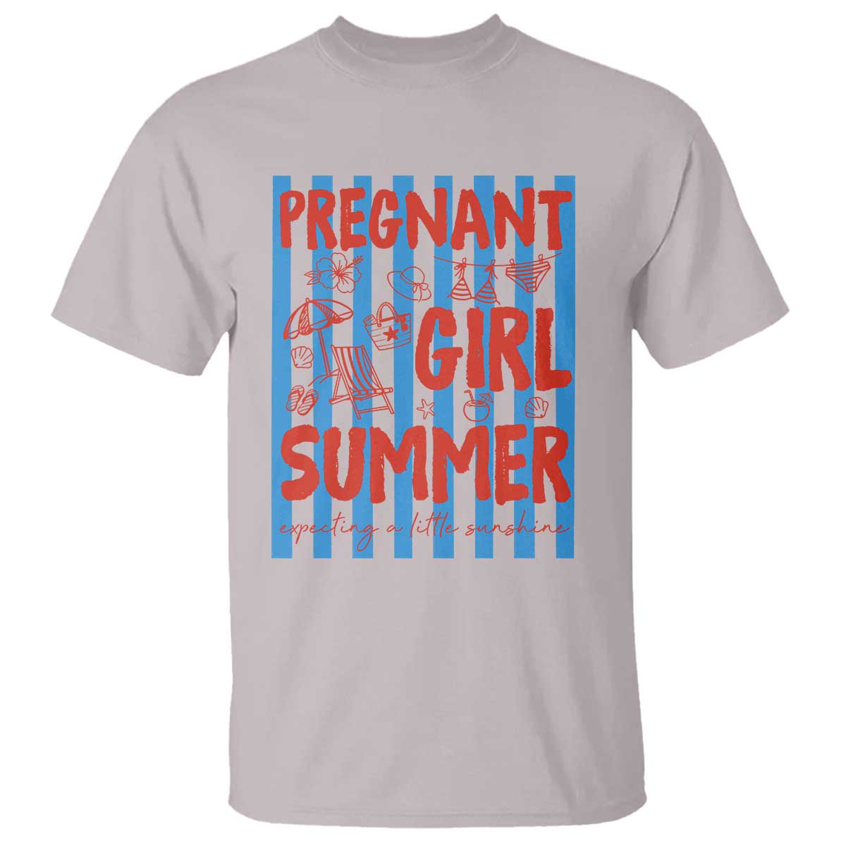 Pregnant Girl Summer T Shirt Funny Beach Pregnancy Announcement TS14 Ice Gray Print Your Wear