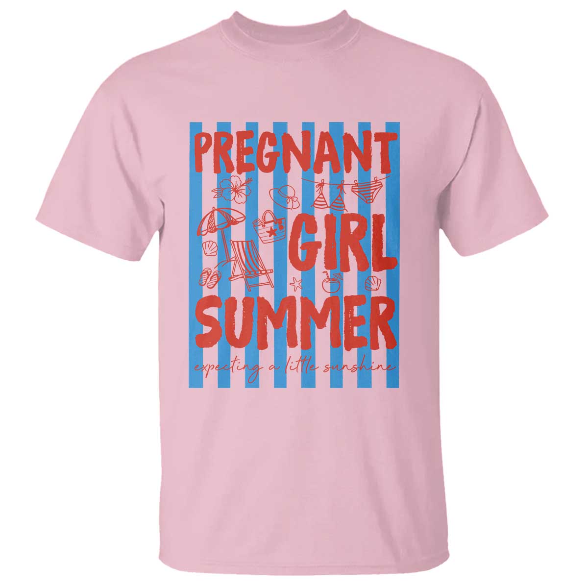 Pregnant Girl Summer T Shirt Funny Beach Pregnancy Announcement TS14 Light Pink Print Your Wear