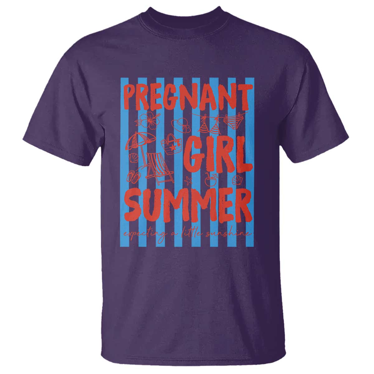 Pregnant Girl Summer T Shirt Funny Beach Pregnancy Announcement TS14 Purple Print Your Wear