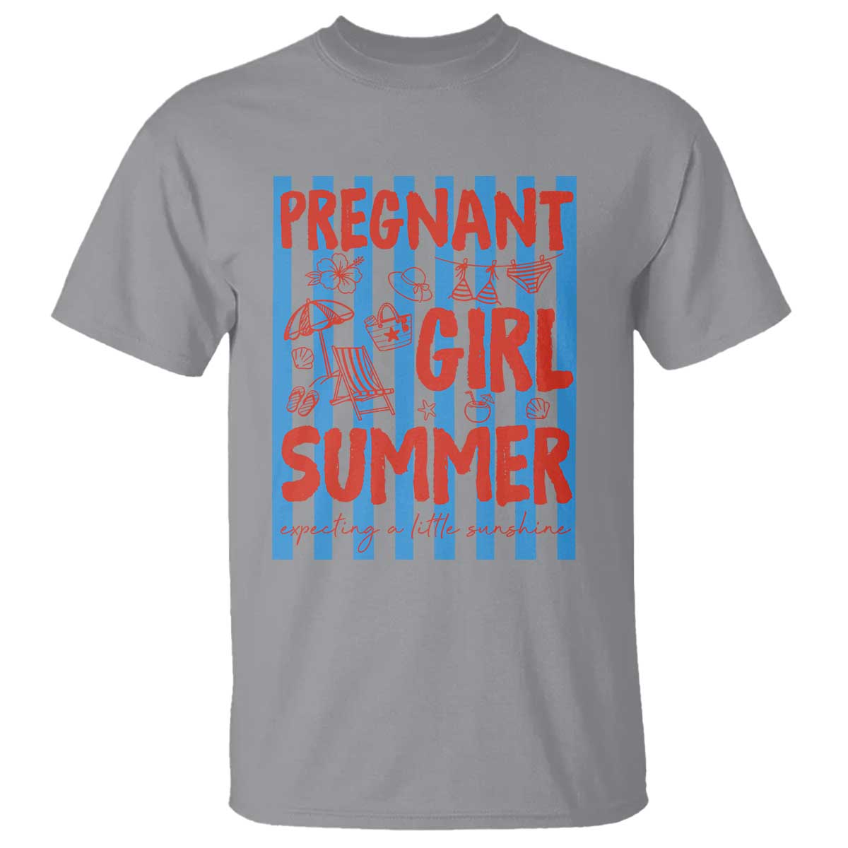 Pregnant Girl Summer T Shirt Funny Beach Pregnancy Announcement TS14 Sport Gray Print Your Wear