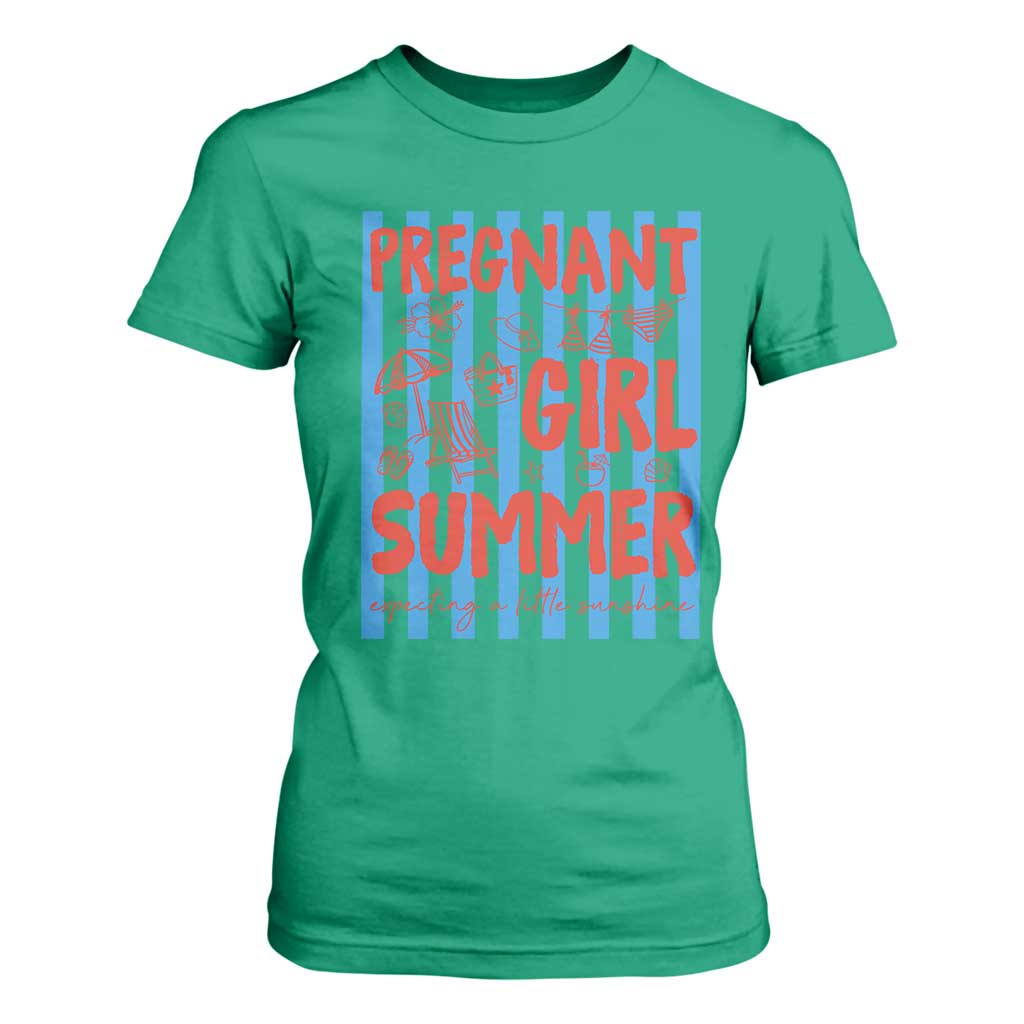 Pregnant Girl Summer T Shirt For Women Funny Beach Pregnancy Announcement TS14 Irish Green Print Your Wear