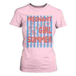 Pregnant Girl Summer T Shirt For Women Funny Beach Pregnancy Announcement TS14 Light Pink Print Your Wear