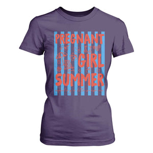 Pregnant Girl Summer T Shirt For Women Funny Beach Pregnancy Announcement TS14 Purple Print Your Wear