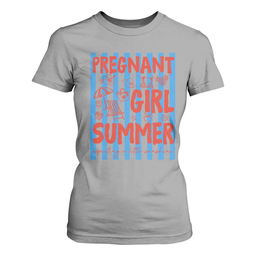 Pregnant Girl Summer T Shirt For Women Funny Beach Pregnancy Announcement TS14 Sport Gray Print Your Wear