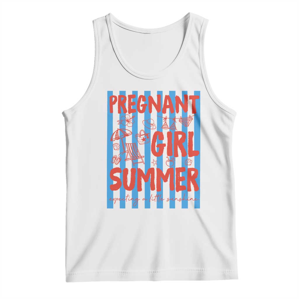 Pregnant Girl Summer Tank Top Funny Beach Pregnancy Announcement TS14 White Print Your Wear