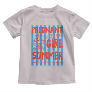 Pregnant Girl Summer Toddler T Shirt Funny Beach Pregnancy Announcement TS14 Ice Gray Print Your Wear