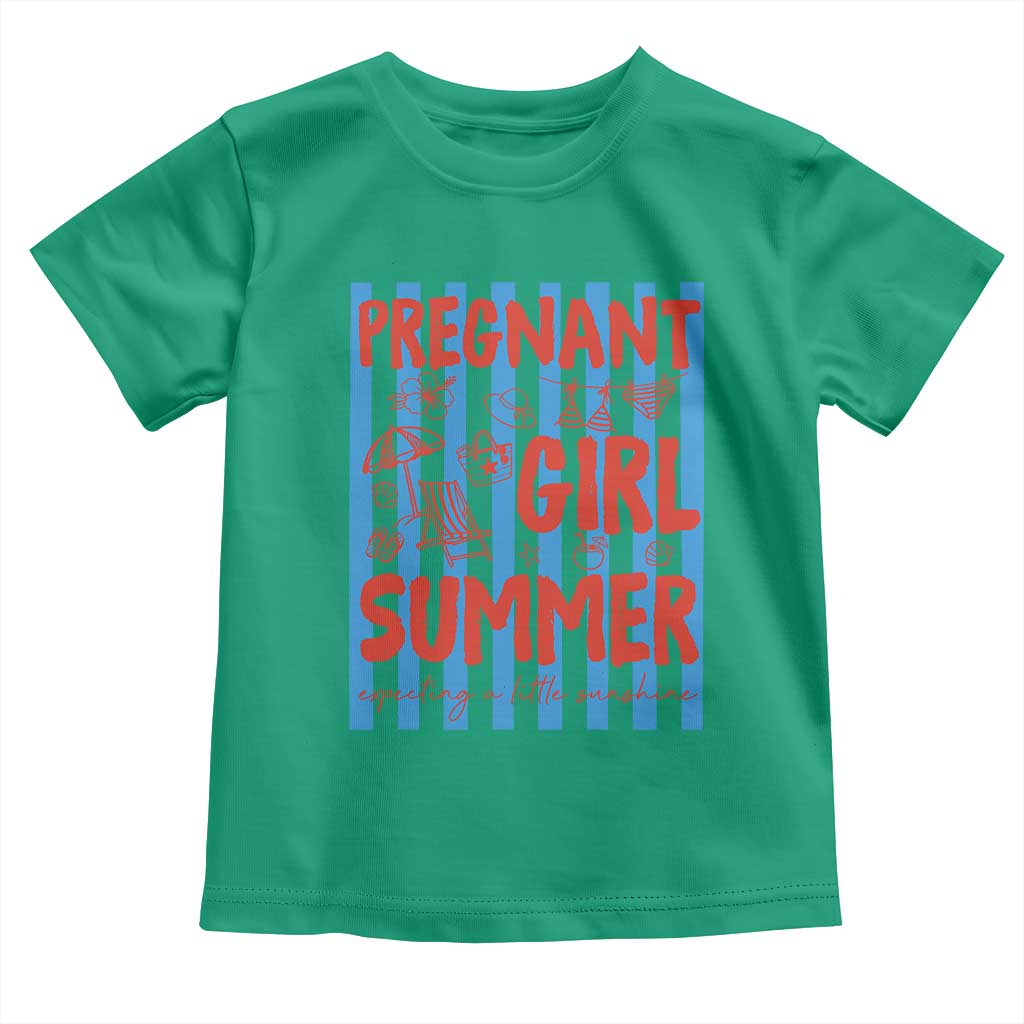 Pregnant Girl Summer Toddler T Shirt Funny Beach Pregnancy Announcement TS14 Irish Green Print Your Wear