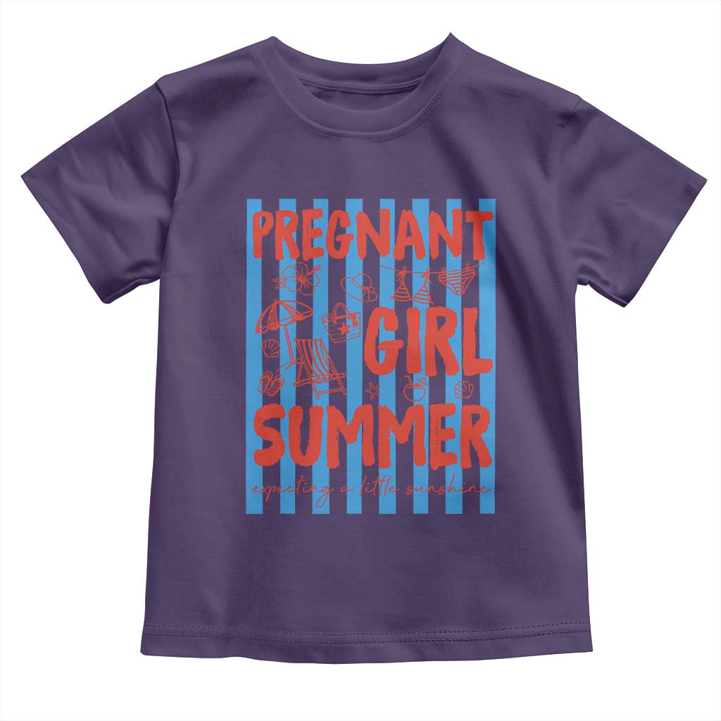 Pregnant Girl Summer Toddler T Shirt Funny Beach Pregnancy Announcement TS14 Purple Print Your Wear