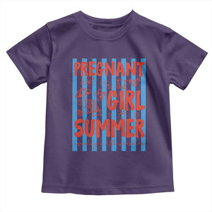 Pregnant Girl Summer Toddler T Shirt Funny Beach Pregnancy Announcement TS14 Purple Print Your Wear
