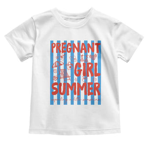 Pregnant Girl Summer Toddler T Shirt Funny Beach Pregnancy Announcement TS14 White Print Your Wear