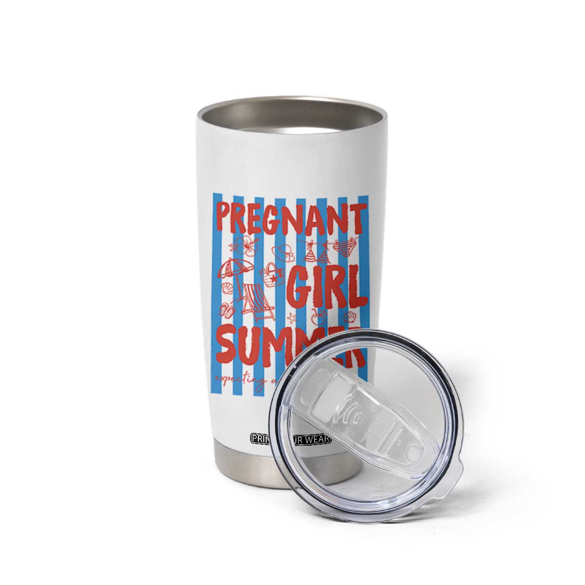 Pregnant Girl Summer Tumbler Cup Funny Beach Pregnancy Announcement TS14 Print Your Wear