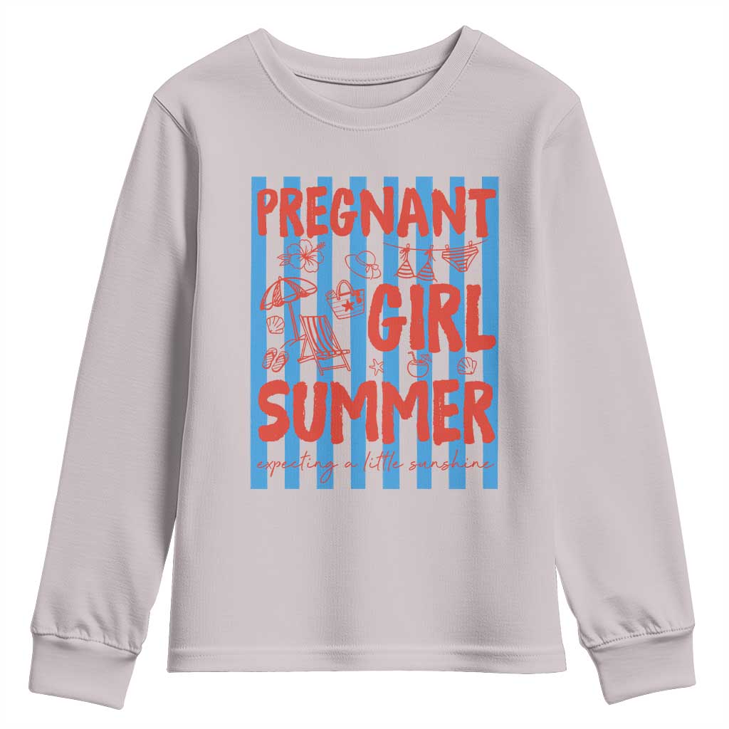 Pregnant Girl Summer Youth Sweatshirt Funny Beach Pregnancy Announcement TS14 Ice Gray Print Your Wear