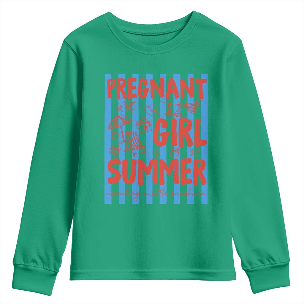 Pregnant Girl Summer Youth Sweatshirt Funny Beach Pregnancy Announcement TS14 Irish Green Print Your Wear