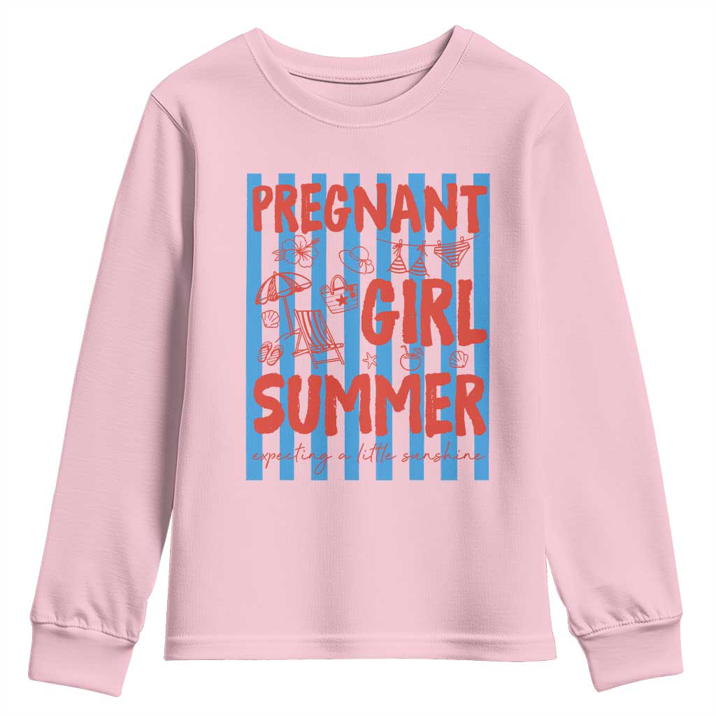Pregnant Girl Summer Youth Sweatshirt Funny Beach Pregnancy Announcement TS14 Light Pink Print Your Wear