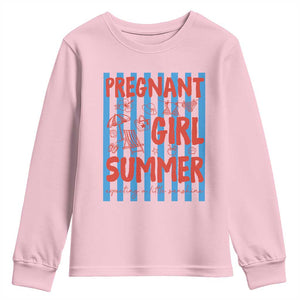 Pregnant Girl Summer Youth Sweatshirt Funny Beach Pregnancy Announcement TS14 Light Pink Print Your Wear