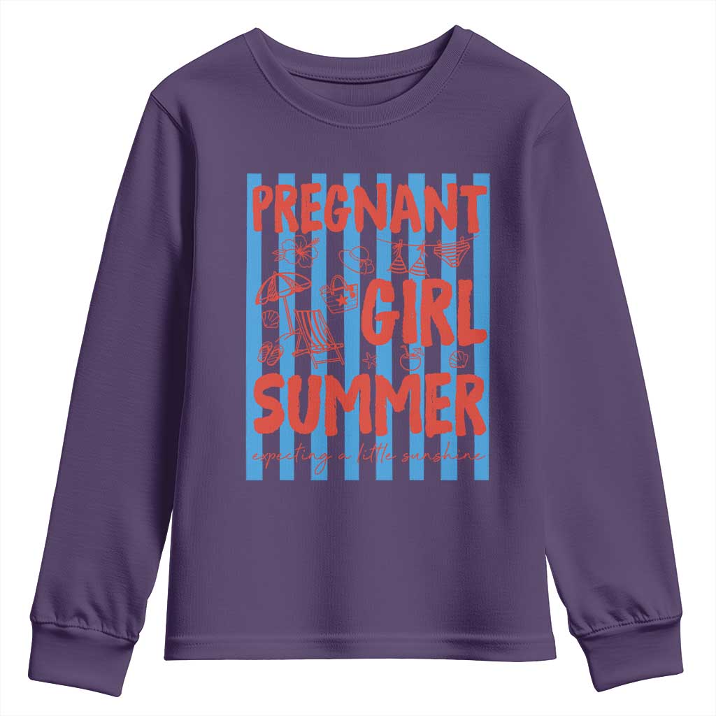 Pregnant Girl Summer Youth Sweatshirt Funny Beach Pregnancy Announcement TS14 Purple Print Your Wear