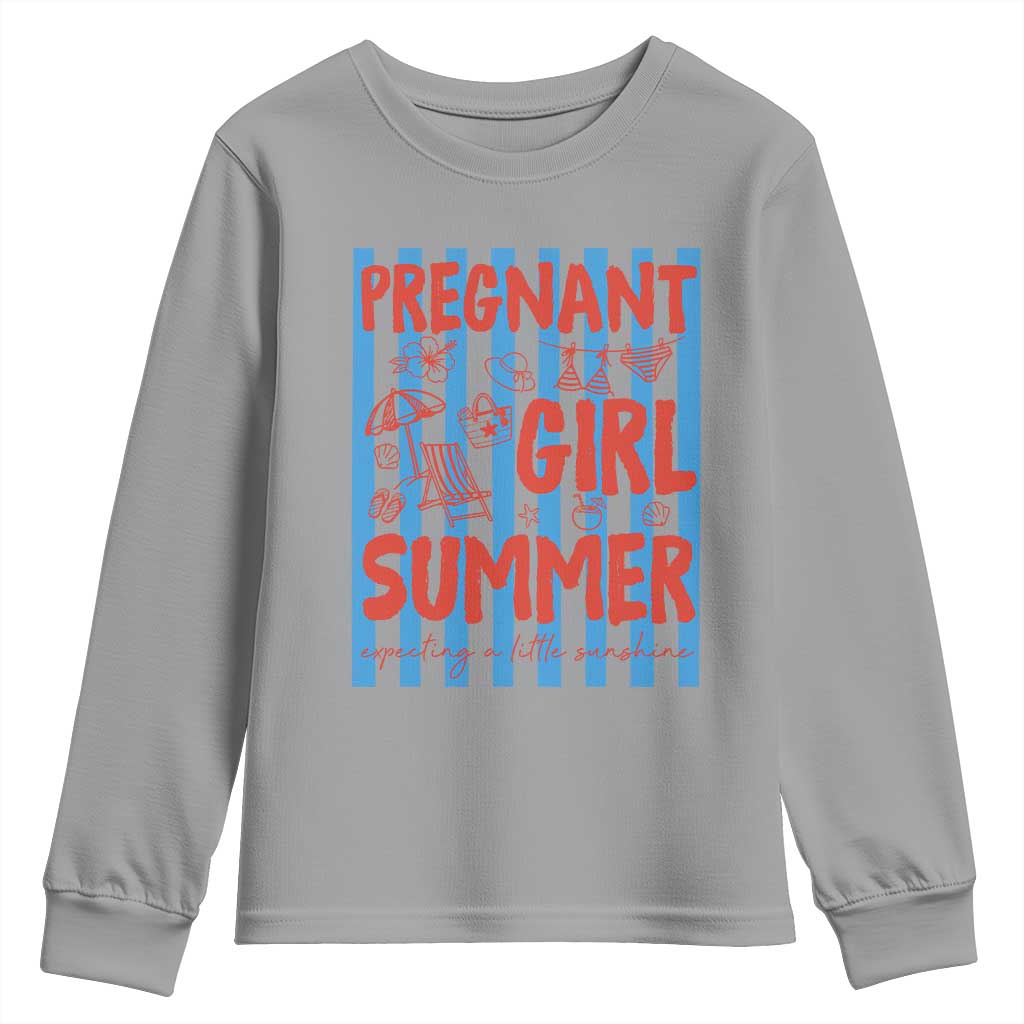 Pregnant Girl Summer Youth Sweatshirt Funny Beach Pregnancy Announcement TS14 Sport Gray Print Your Wear