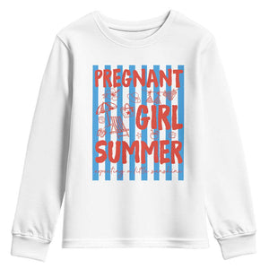Pregnant Girl Summer Youth Sweatshirt Funny Beach Pregnancy Announcement TS14 White Print Your Wear