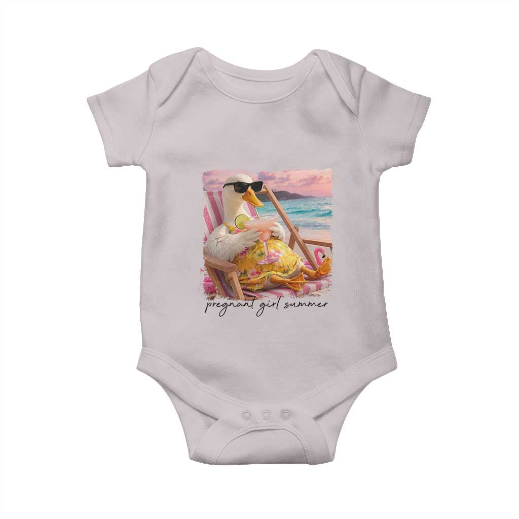 Pregnant Girl Summer Goose Mom Baby Onesie Funny Pregnancy Announcement TS14 Ice Gray Print Your Wear