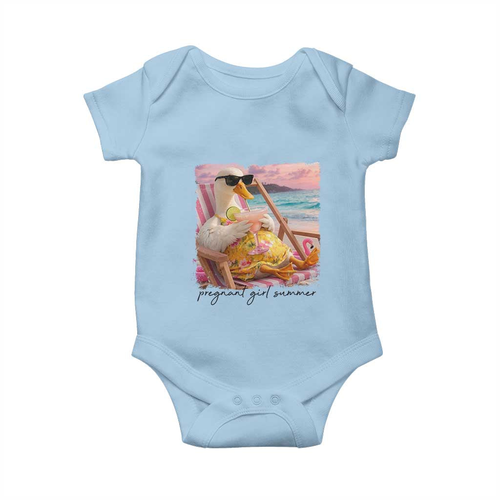Pregnant Girl Summer Goose Mom Baby Onesie Funny Pregnancy Announcement TS14 Light Blue Print Your Wear