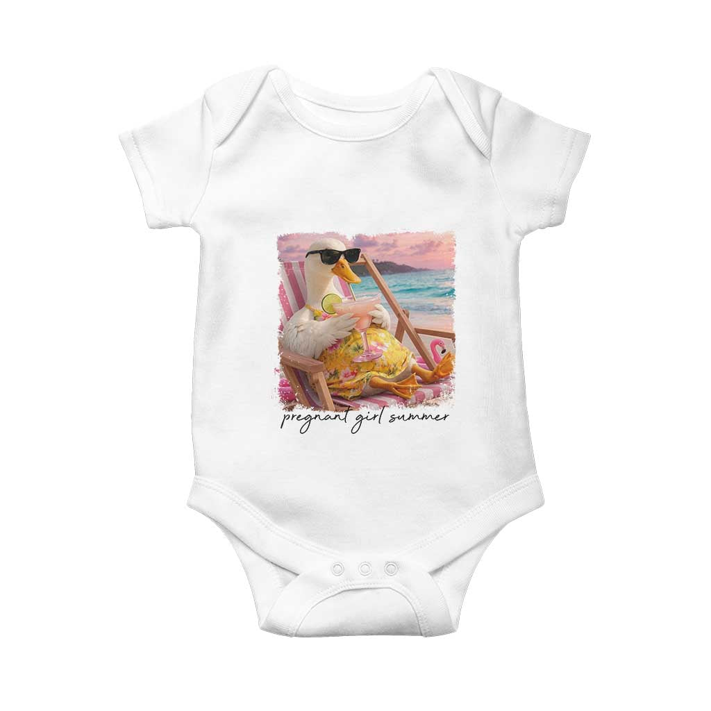 Pregnant Girl Summer Goose Mom Baby Onesie Funny Pregnancy Announcement TS14 White Print Your Wear