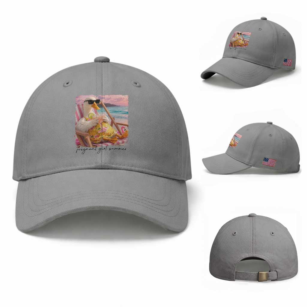 Pregnant Girl Summer Goose Mom Baseball Cap Funny Pregnancy Announcement TS14 Baseball Cap Universal Fit Sport Gray Print Your Wear