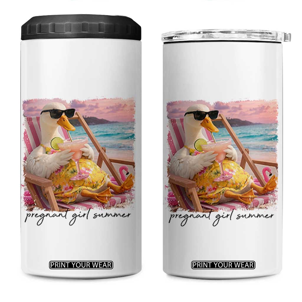 Pregnant Girl Summer Goose Mom 4 in 1 Can Cooler Tumbler Funny Pregnancy Announcement TS14 One Size: 16 oz White Print Your Wear