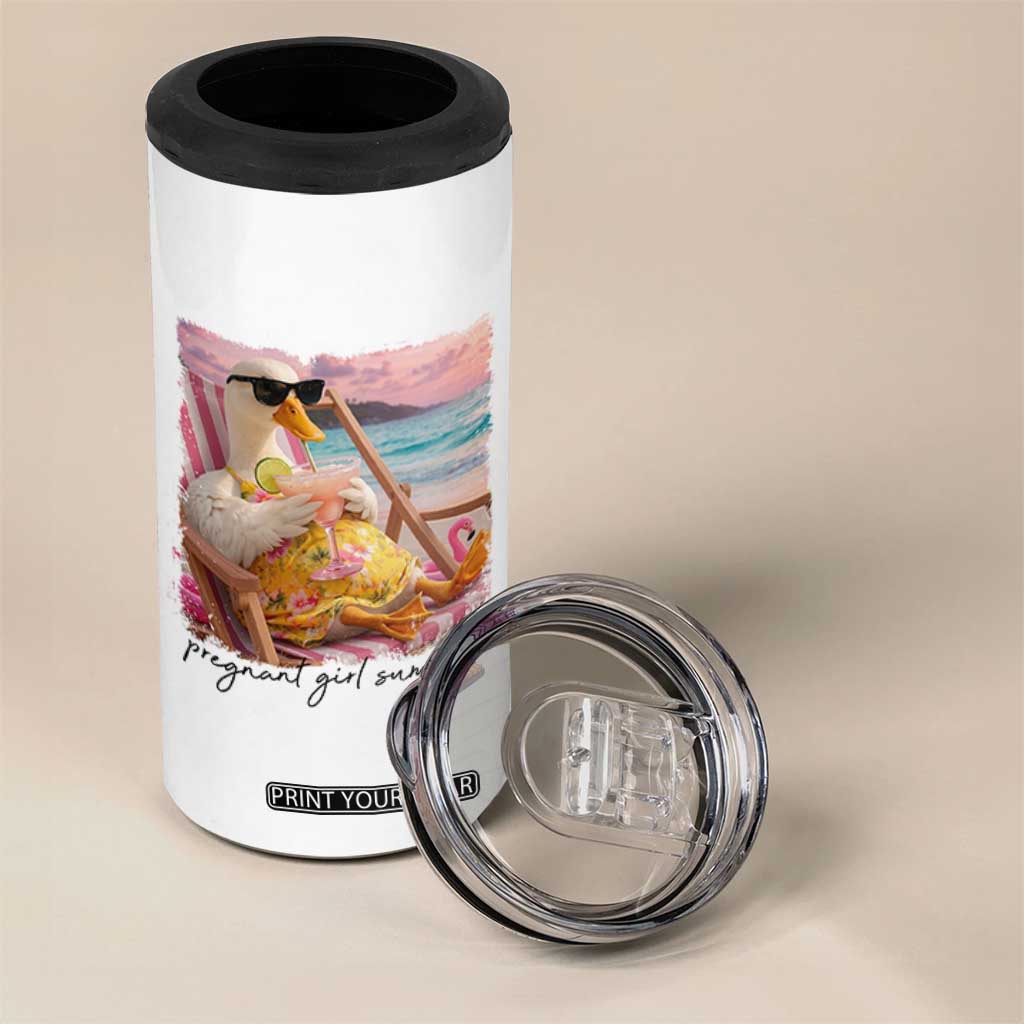 Pregnant Girl Summer Goose Mom 4 in 1 Can Cooler Tumbler Funny Pregnancy Announcement TS14 Print Your Wear