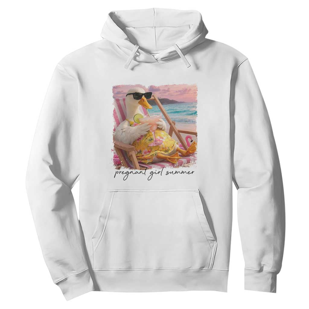 Pregnant Girl Summer Goose Mom Hoodie Funny Pregnancy Announcement TS14 White Print Your Wear