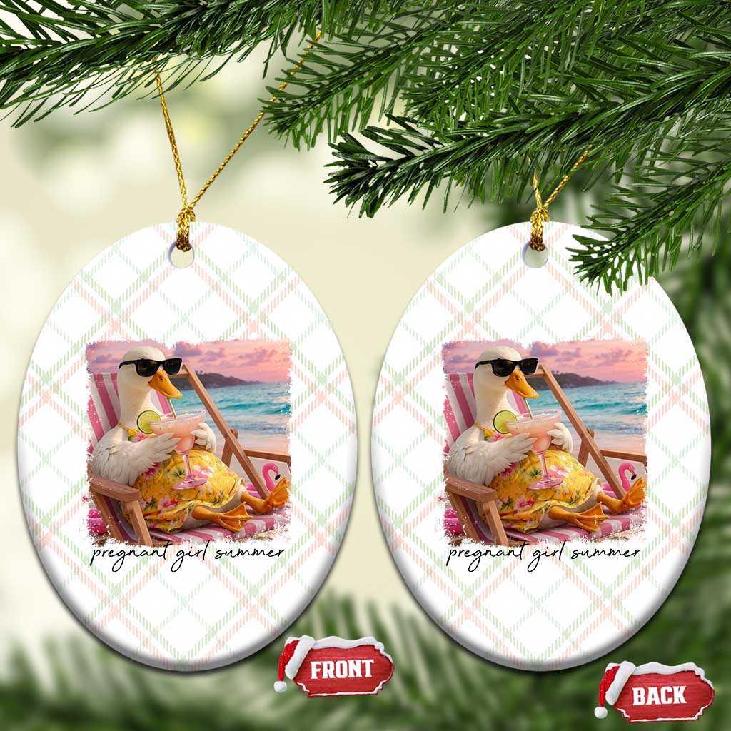 Pregnant Girl Summer Goose Mom Ceramic Ornament Funny Pregnancy Announcement TS14 Print Your Wear