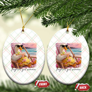 Pregnant Girl Summer Goose Mom Ceramic Ornament Funny Pregnancy Announcement TS14 Print Your Wear