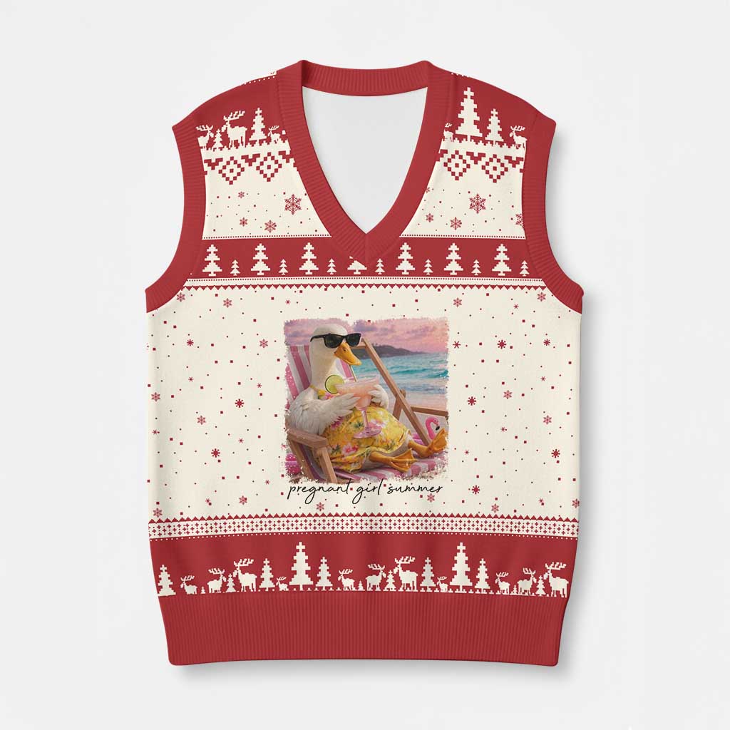 Pregnant Girl Summer Goose Mom V-Neck Knit Sweater Vest Funny Pregnancy Announcement TS14 Beige Red Print Your Wear