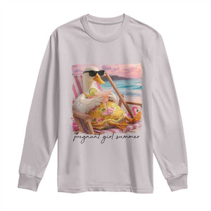 Pregnant Girl Summer Goose Mom Long Sleeve Shirt Funny Pregnancy Announcement TS14 Ice Gray Print Your Wear