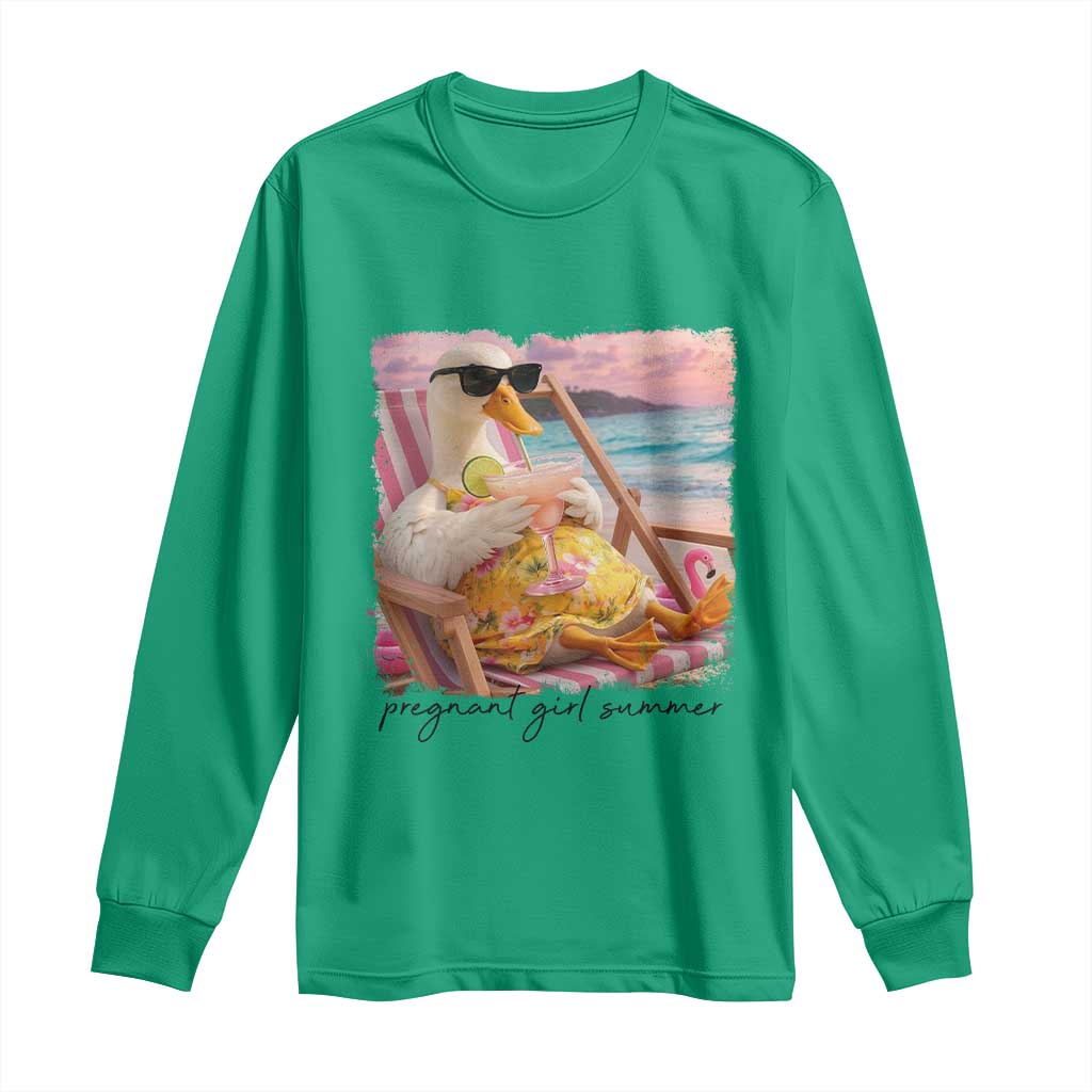 Pregnant Girl Summer Goose Mom Long Sleeve Shirt Funny Pregnancy Announcement TS14 Irish Green Print Your Wear