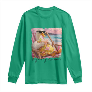 Pregnant Girl Summer Goose Mom Long Sleeve Shirt Funny Pregnancy Announcement TS14 Irish Green Print Your Wear