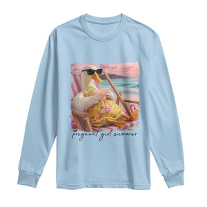Pregnant Girl Summer Goose Mom Long Sleeve Shirt Funny Pregnancy Announcement TS14 Light Blue Print Your Wear