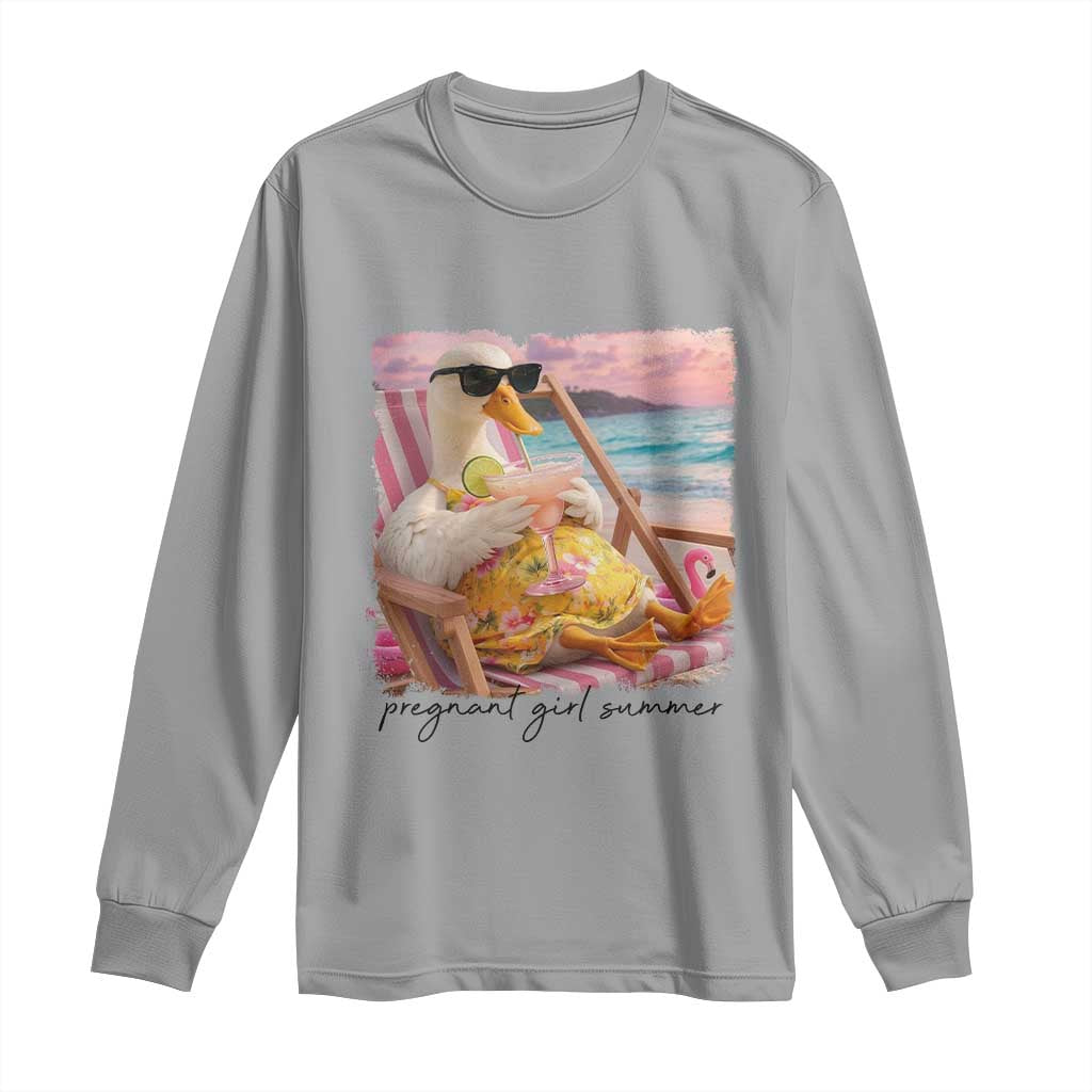 Pregnant Girl Summer Goose Mom Long Sleeve Shirt Funny Pregnancy Announcement TS14 Sport Gray Print Your Wear