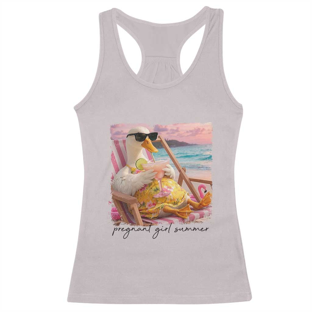 Pregnant Girl Summer Goose Mom Racerback Tank Top Funny Pregnancy Announcement TS14 Ice Gray Print Your Wear
