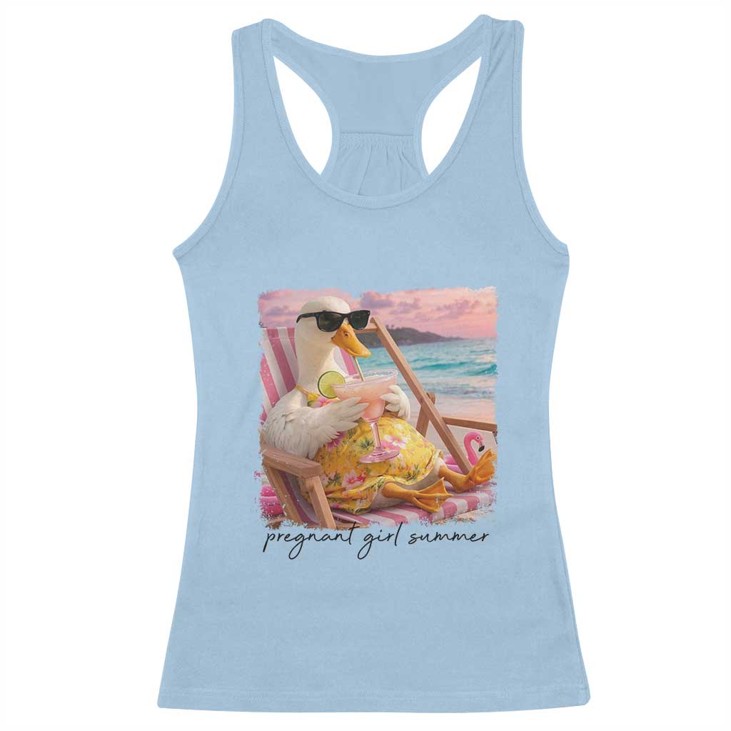Pregnant Girl Summer Goose Mom Racerback Tank Top Funny Pregnancy Announcement TS14 Light Blue Print Your Wear