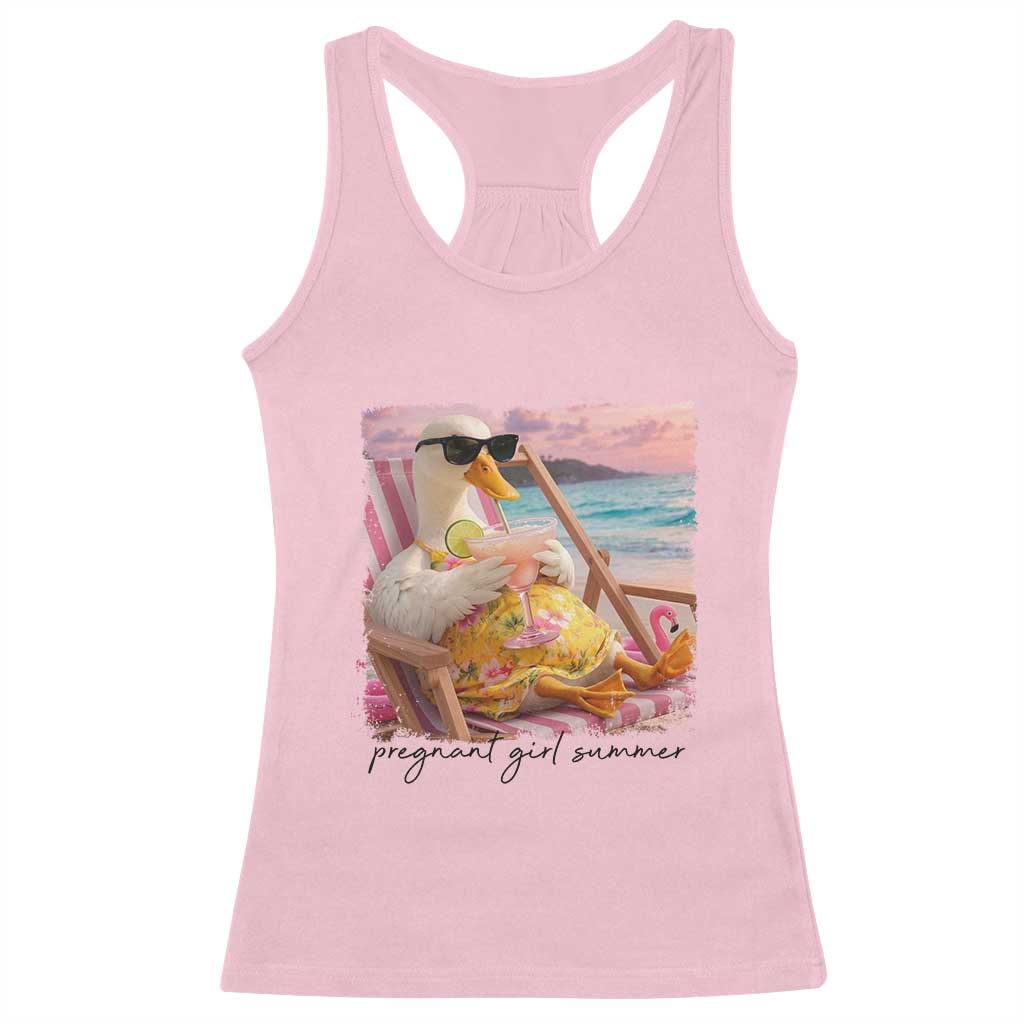 Pregnant Girl Summer Goose Mom Racerback Tank Top Funny Pregnancy Announcement TS14 Light Pink Print Your Wear