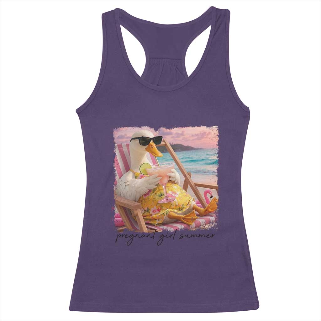 Pregnant Girl Summer Goose Mom Racerback Tank Top Funny Pregnancy Announcement TS14 Purple Print Your Wear