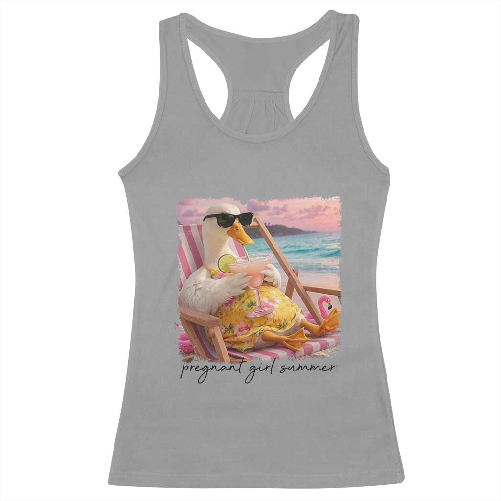 Pregnant Girl Summer Goose Mom Racerback Tank Top Funny Pregnancy Announcement TS14 Sport Gray Print Your Wear