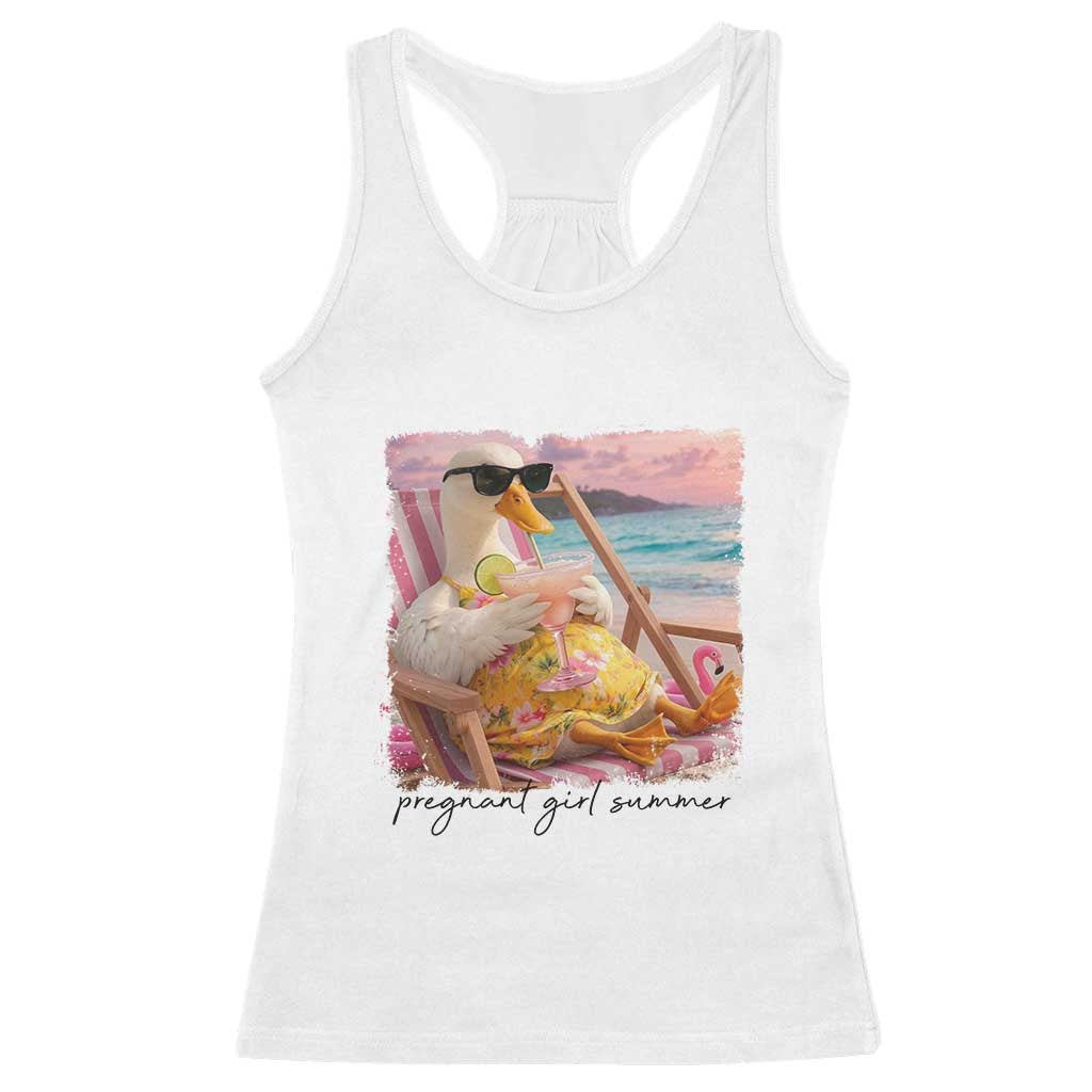Pregnant Girl Summer Goose Mom Racerback Tank Top Funny Pregnancy Announcement TS14 White Print Your Wear
